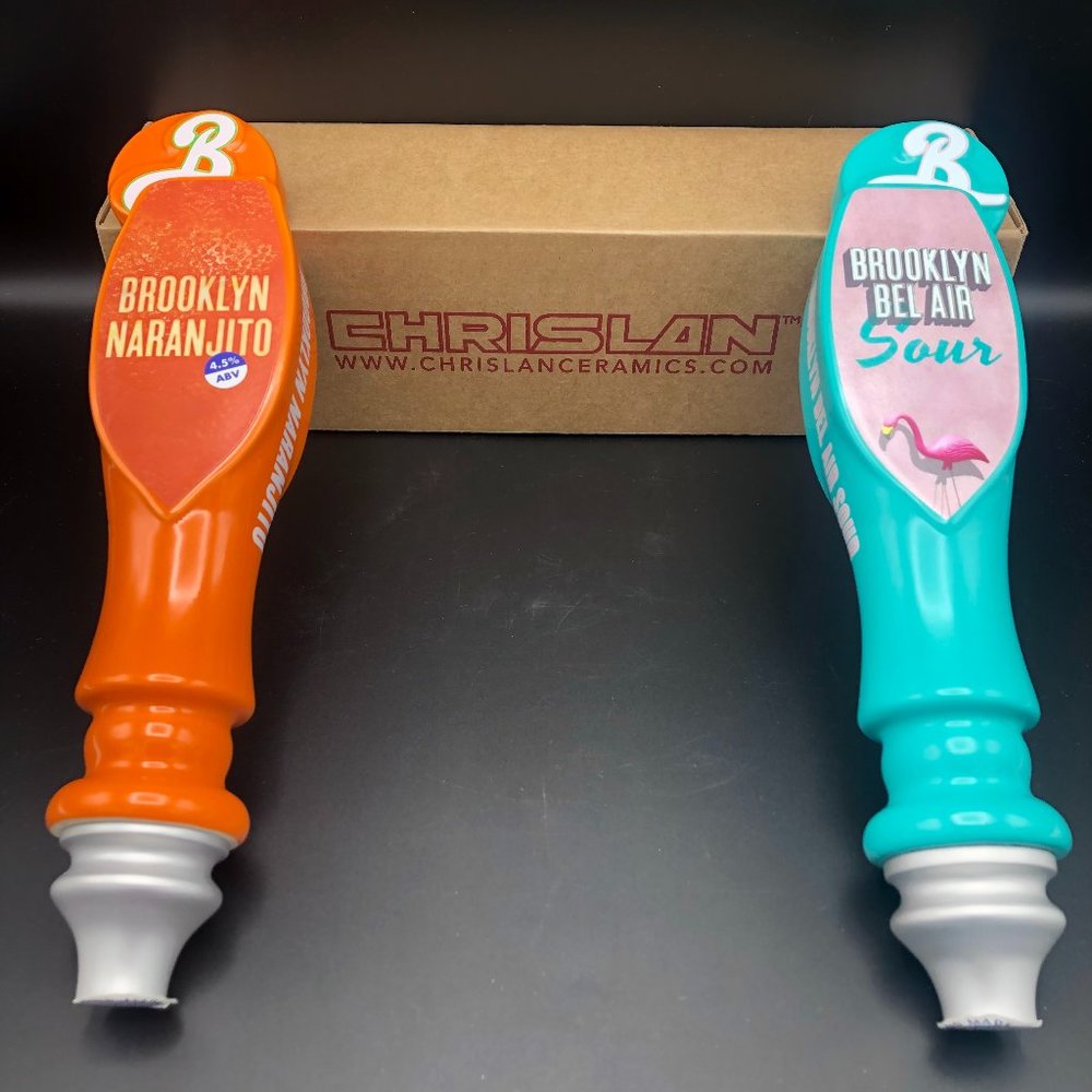 NEW Set of 2 Chrislan Ceramics Beer Tap Handles Brooklyn Naranjito Bel Air Sour